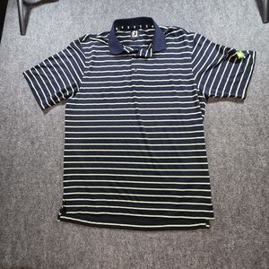 FootJoy Navy Lime Striped Golf Polo Shirt Mens M BP Logo